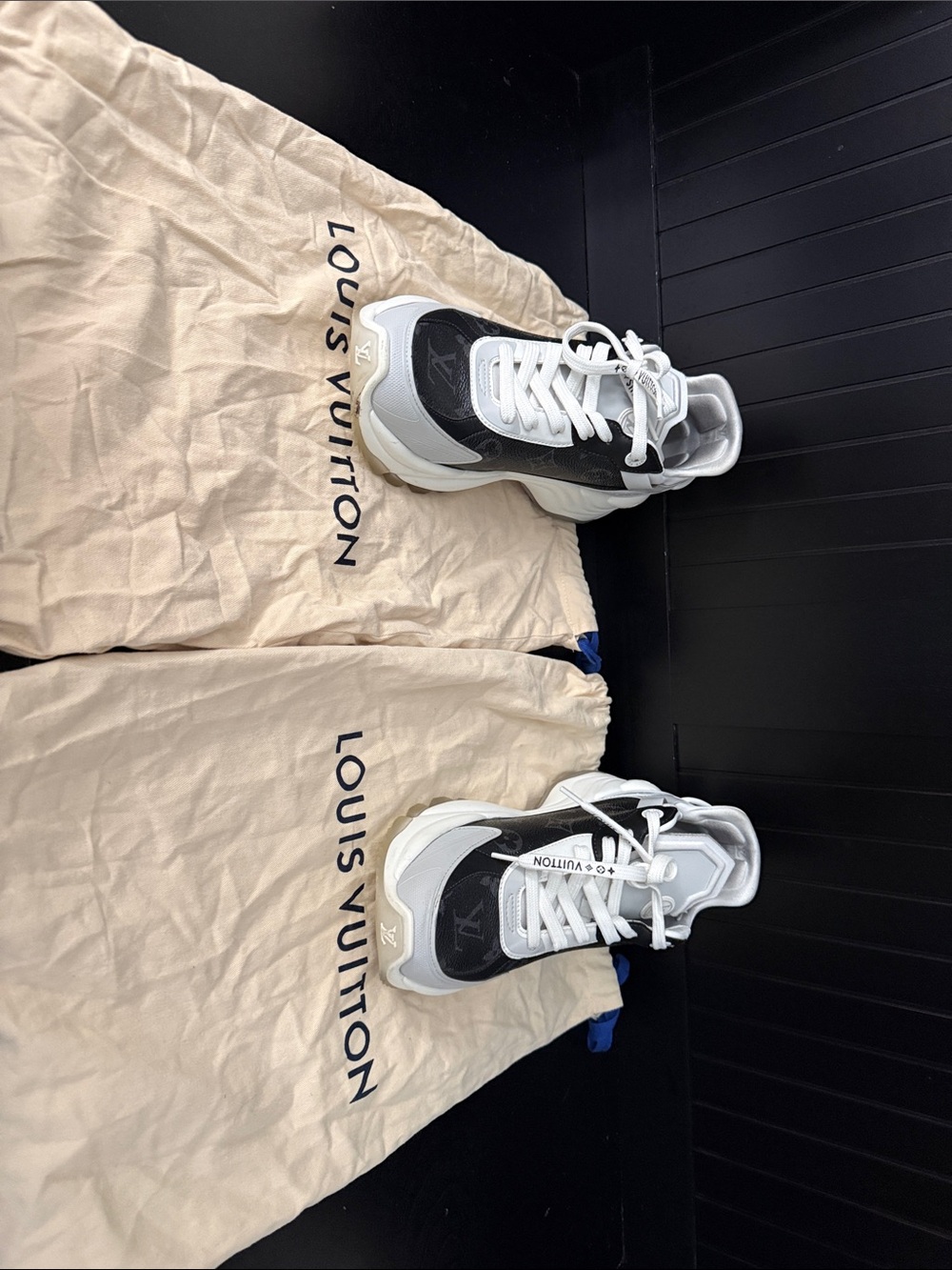 Louis Vuitton Black and White Women’s LV Trainer Sneakers